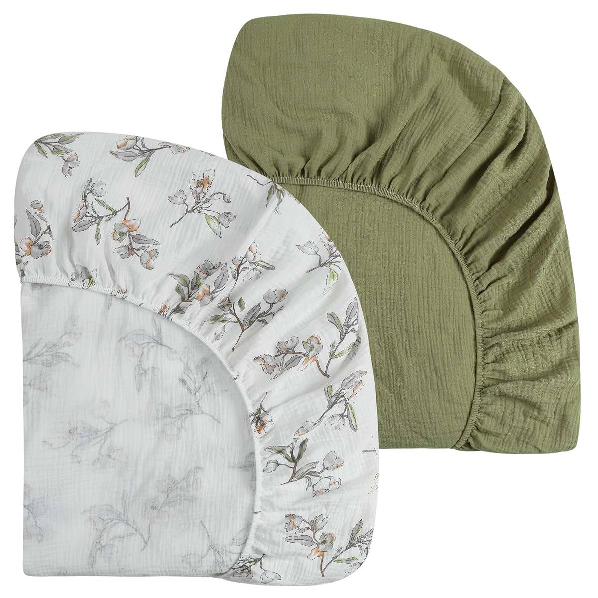 Onacosht Muslin Mini Crib Sheets - 2 Pack Fitted Cotton Playard Bedding
