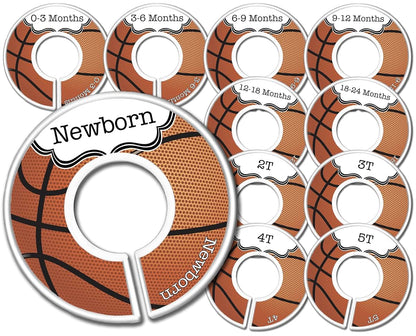CarrieDee Handcrafted Baby Closet Dividers Set Of 11 Basketball Sports Nursery