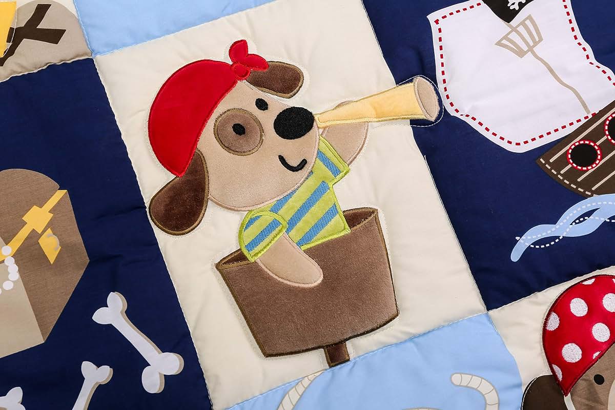 CribMATE Blue Bear Pirates Nursery Crib Comforter (photo 2)