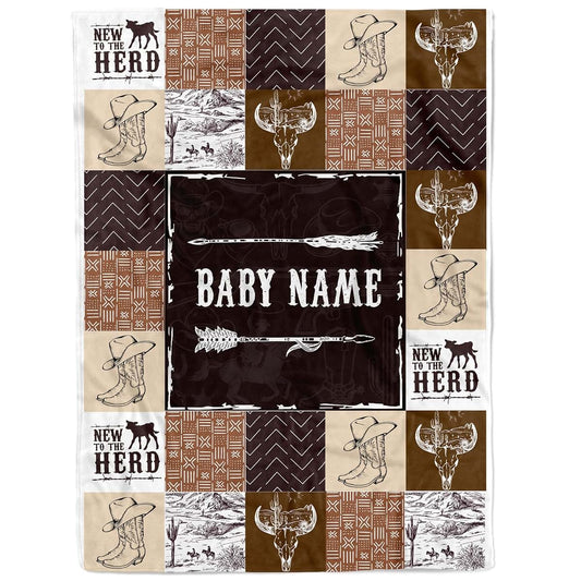 MDPrints Global Western Personalized Baby Blankets for Boys, Personalized Baby Gifts with Name, Customized Baby