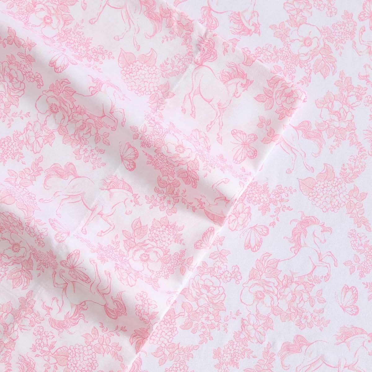 Laura Ashley Twin Sheet Set with Fitted Sheet and Pillowcase, Deep Pocket Microfiber