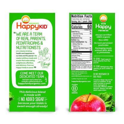 HAPPYKID Organics Organic Kid Snack Pouch Apple Kale Mango 3.17 Ounce Pack of 16