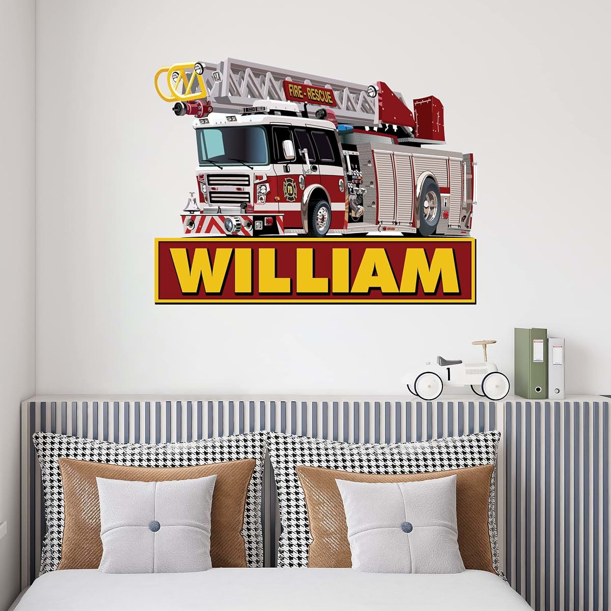 BabyOneStop Fire Truck Personalized Vinyl Wall Decals and Stickers