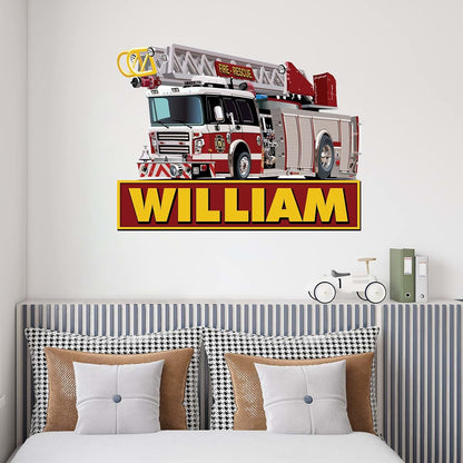 BabyOneStop Fire Truck Personalized Vinyl Wall Decals and Stickers