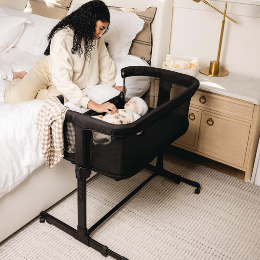 KoolerThings 3 in 1 Baby Bassinet, Bedside Sleeper, & Playpen, Easy Folding Portable Crib (Black)- KoolaBaby (Mesh