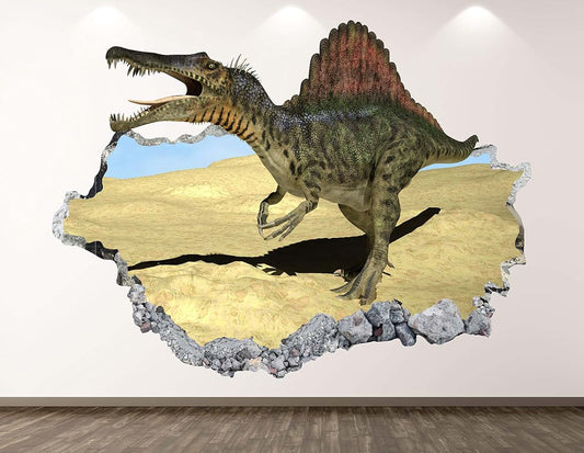 West Mountain Dinosaur Wall Decal Art Decor 3D Smashed Spinosaurus Sticker Poster Kids Room Mural Custom Gift BL339