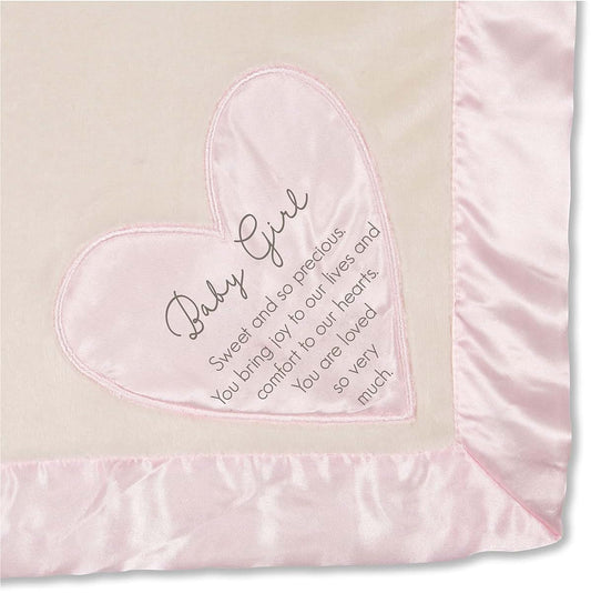 Pavilion Gift Company - Baby Girl - Pink Silk Edge Royal Plush Baby's First Blanket 30 x 40 Inch