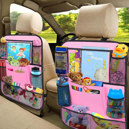 ULEEKA Backseat Car Organizer w/ 10 Storage Pockets, 11" Tablet Holder, 2 PCS Pink (photo 4)