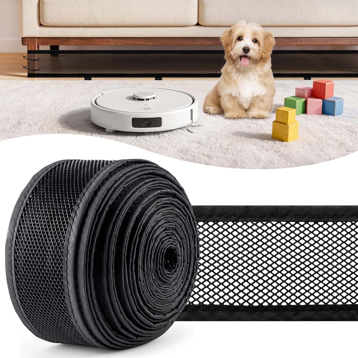 ArklintsXX Under Couch Blocker for Pets and Toys, Adjustable 394" x 3" Barrier