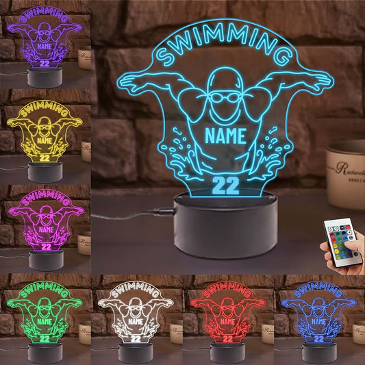 Amabery Personalized 3D Swimming Night Light With Customizable Optical Illusion