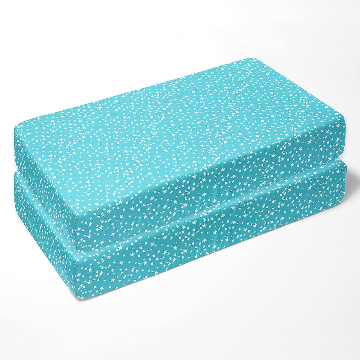 Bacati Space 2pack Crib Fitted Sheets (Blue Stars) (photo 3)