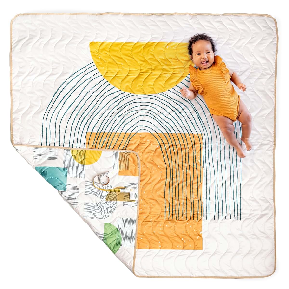 Kinder Cloth Diaper Co Adventure Play Mat - Machine Washable, Reversible, Water-Resistant, Quilted Blanket