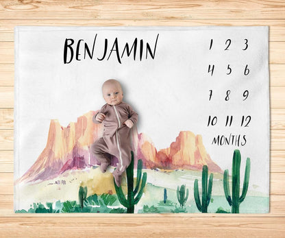 BabyOneStop Mountains Milestone Blanket, Fleece Or Sherpa Options