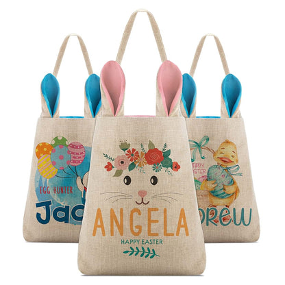 Personalized Favors Set Of 2 Easter Totes With Name And Bunny Ears (photo 3)