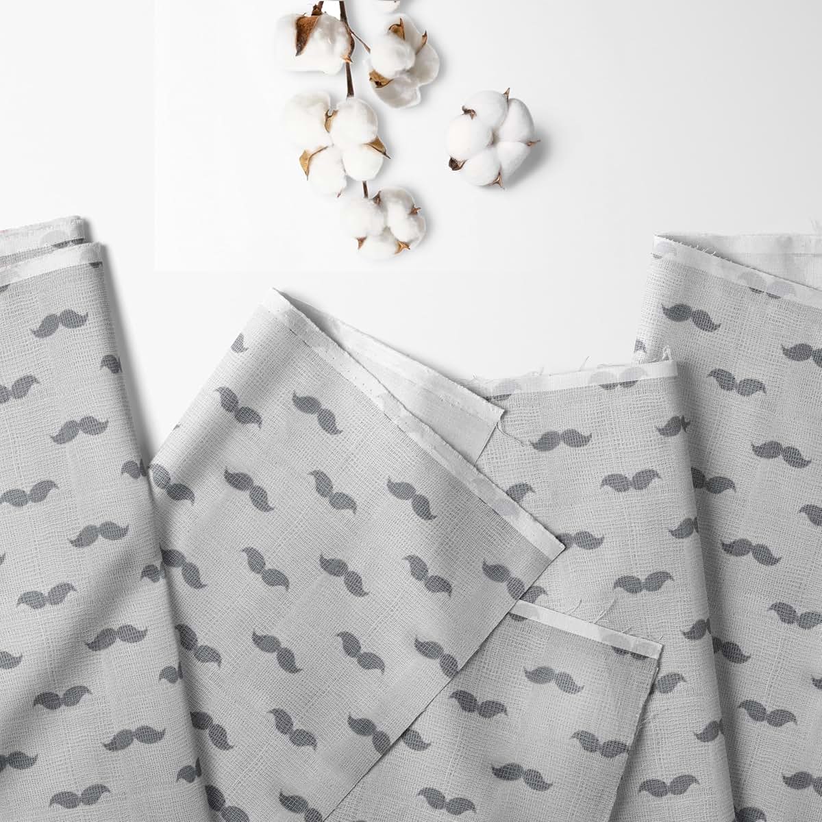 Bacati 2-Pack Cotton Muslin Fitted Crib Sheets - Mustache Grey (photo 2)