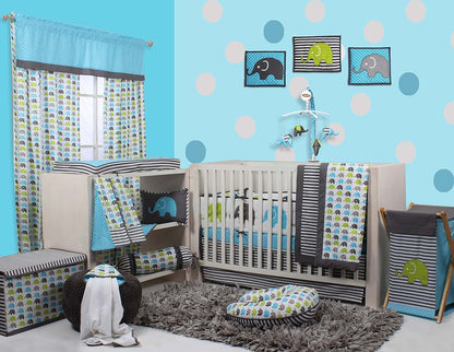 Bacati - Elephants Aqua/Lime/Grey Changing Pad Cover (Aqua/Lime/Grey) (photo 4)