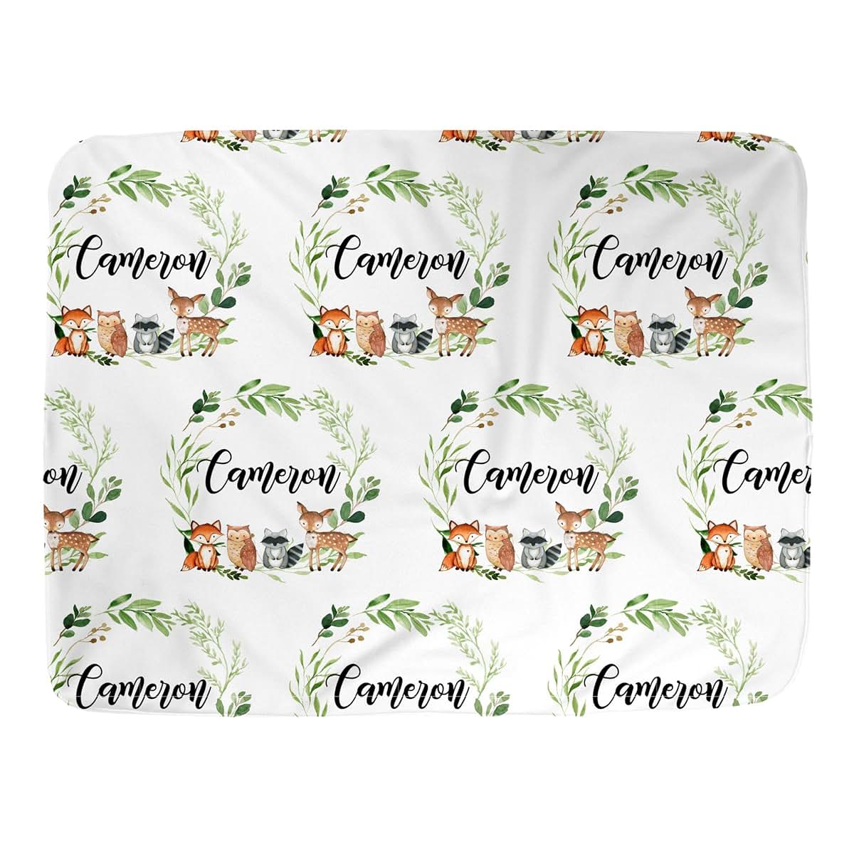 WolfeDesignPDD Woodland Personalized Swaddle Baby Blanket Personalized Gifts Soft Fleece Minky Newborn Gift Blanket