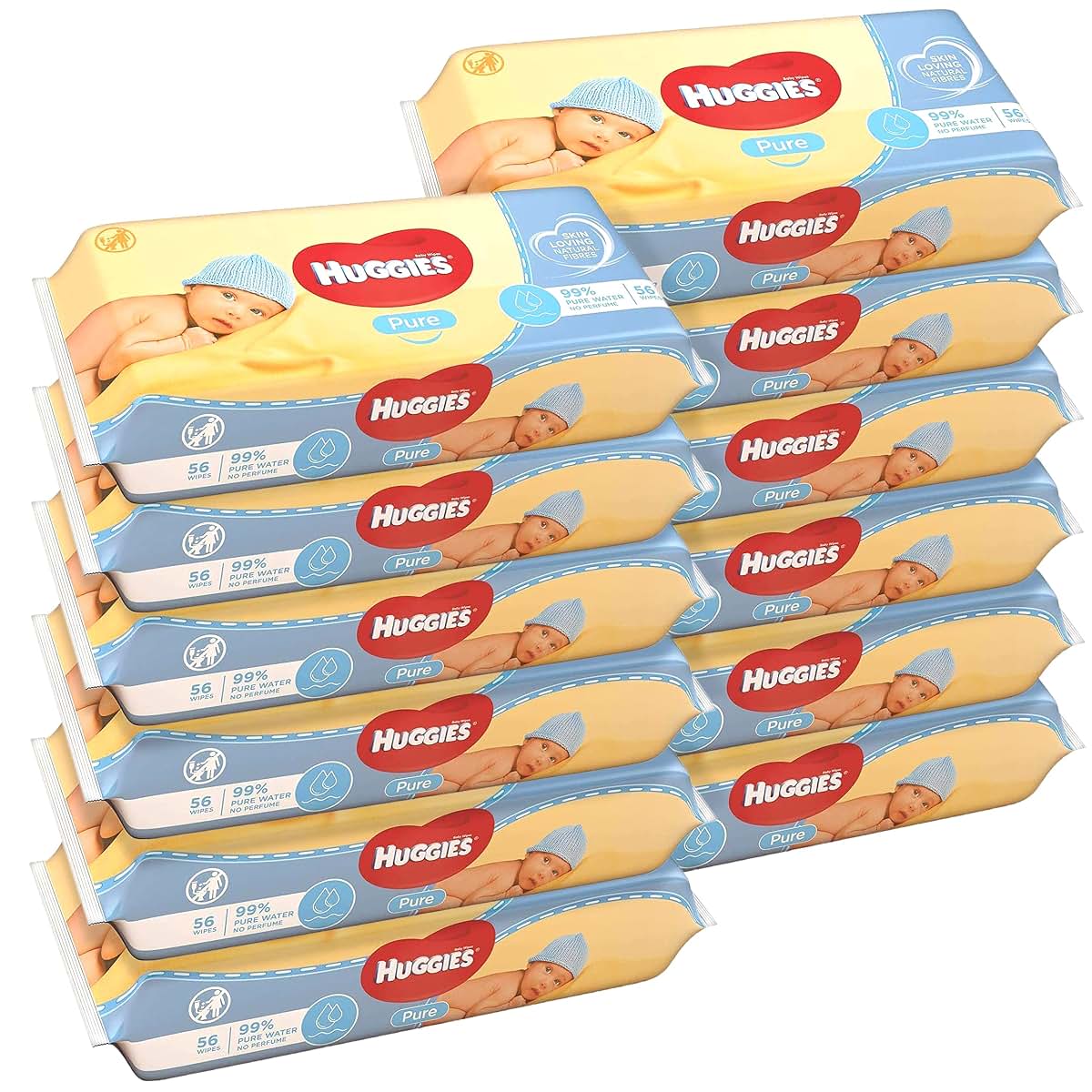 Huggies UltraConfort Huggies Baby Wipes Pure Water Fragrance Free Wipes, 56 Count (Pack of 12) Total 672 Wipes