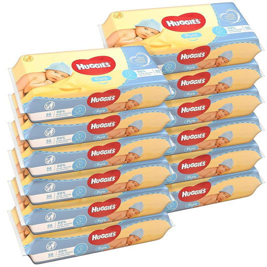 Huggies UltraConfort Huggies Baby Wipes Pure Water Fragrance Free Wipes, 56 Count (Pack of 12) Total 672 Wipes