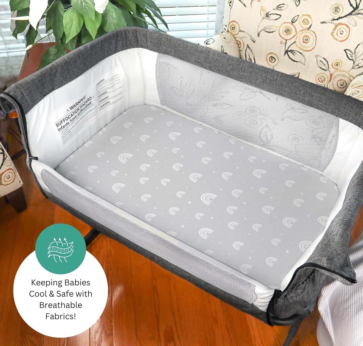 Tansy Panda 3-Pack Bassinet Fitted Sheets For Rectangular Bedside Sleepers (photo 4)