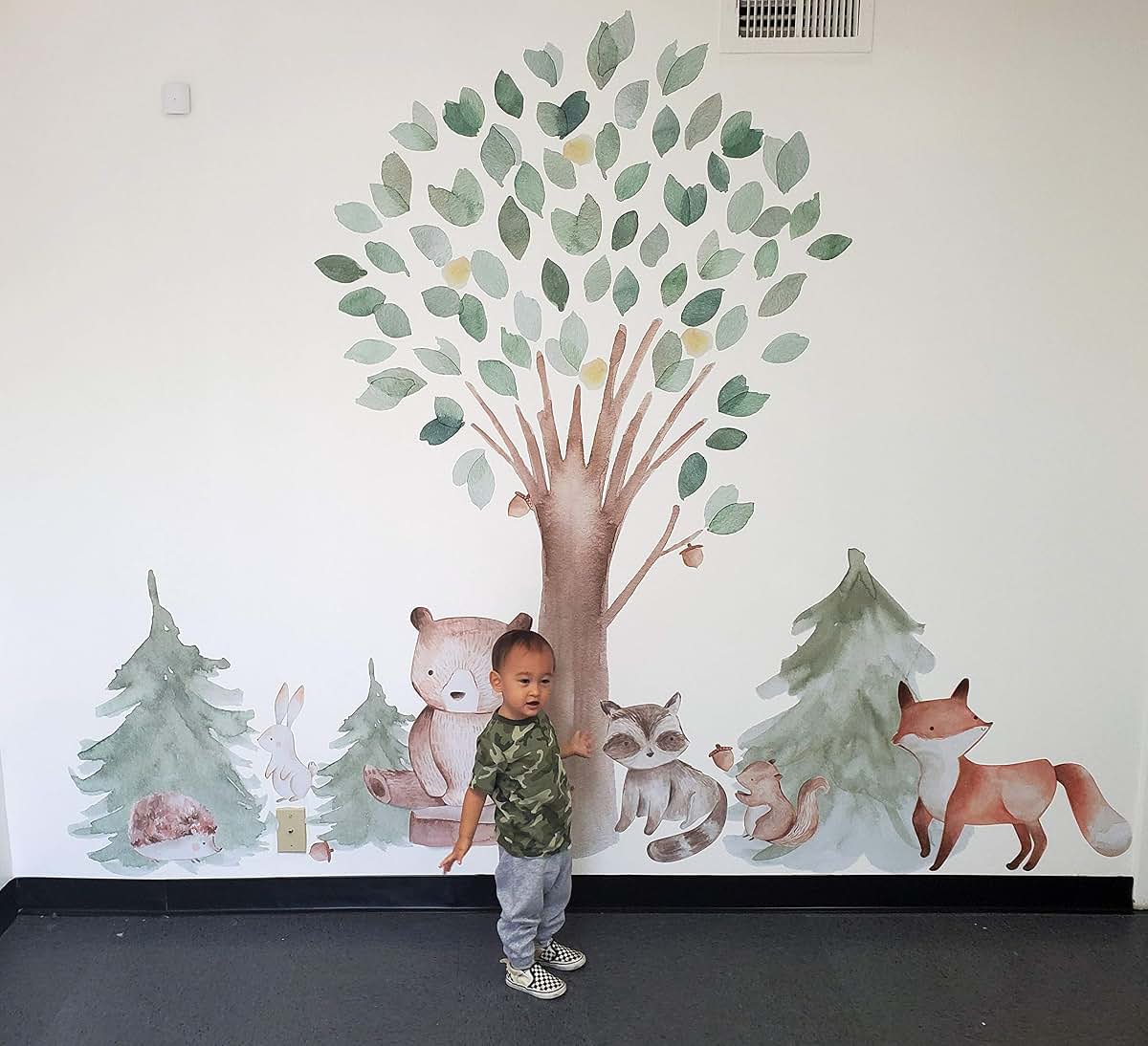 Innovative Stencils Woodland Watercolor Wall Decal With Animal Creatures