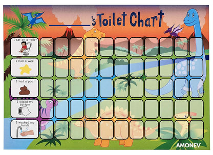 Amonev Dinosaur Potty And Toilet Training Reward Chart Twin Pack With 225 Star Stickers