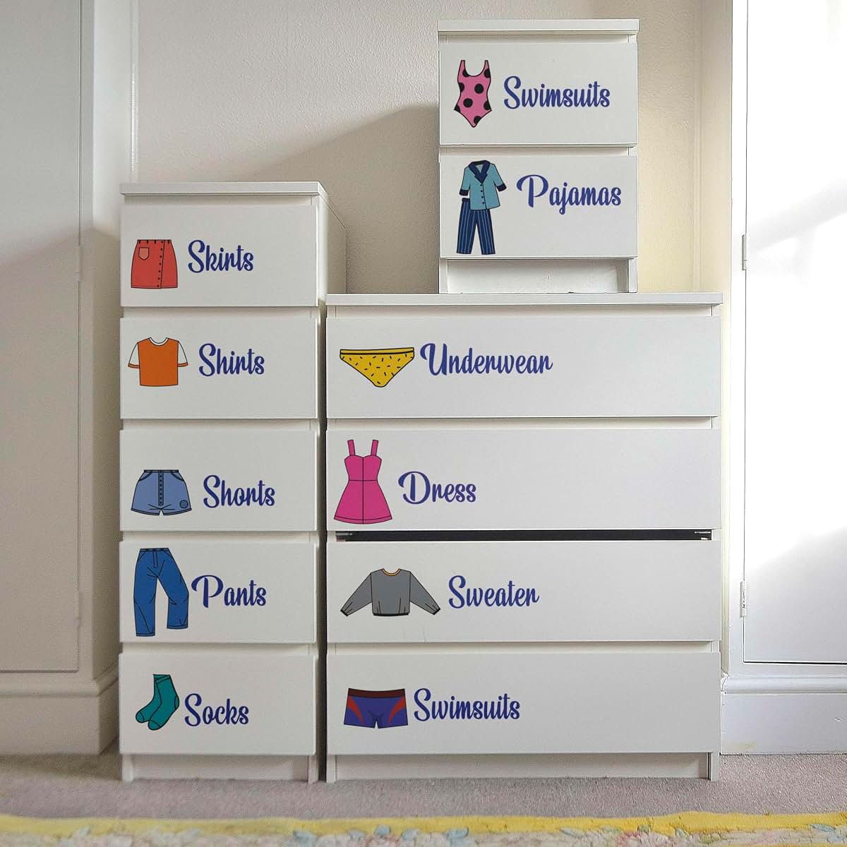 Made To Stick Decals LLC Kids Wardrobe And Drawer Adhesive Vinyl Label Stickers