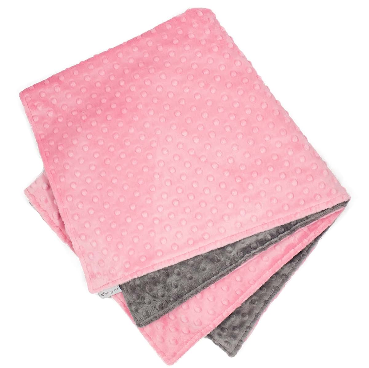 Meg Original Paris Pink & Charcoal Gray Minky Dot Baby Blanket (photo 3)