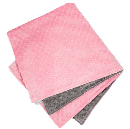 Meg Original Paris Pink & Charcoal Gray Minky Dot Baby Blanket (photo 3)