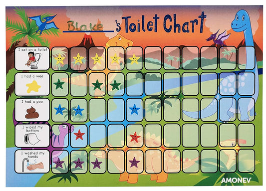 Amonev Dinosaur Potty And Toilet Training Reward Chart Twin Pack With 225 Star Stickers