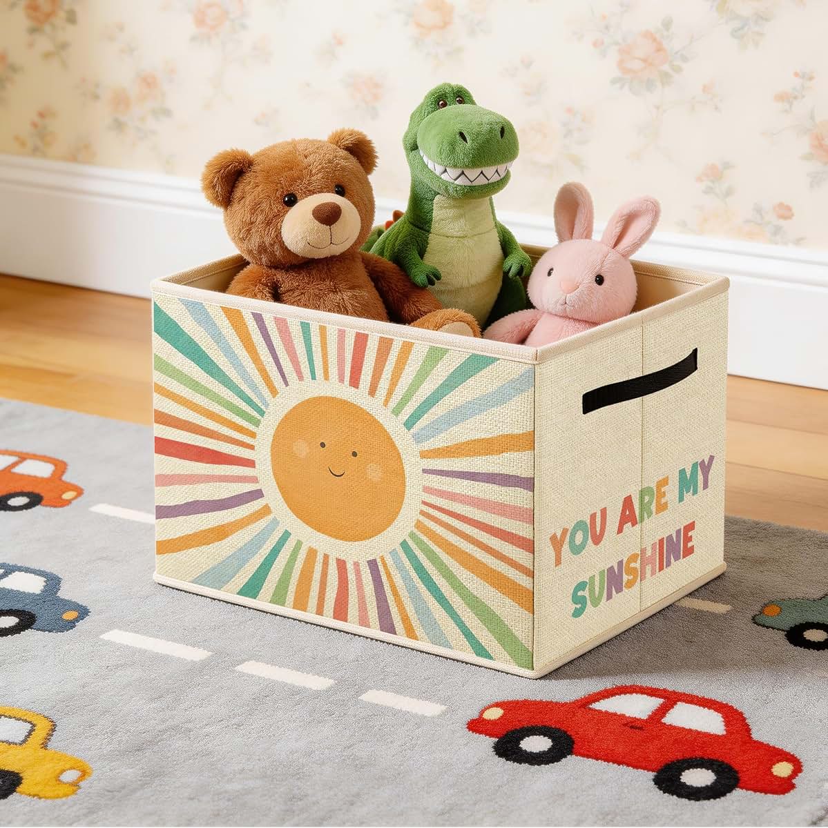OTOUO Boho Sunshine Nursery Storage Bin, Foldable Polyester Organizer for Toys Clothes Books