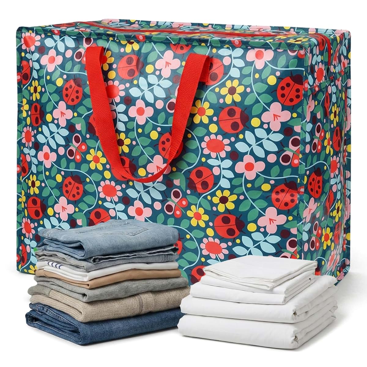 Rex London Ladybird Jumbo Storage Bag, Dark Blue, Zipper Closure