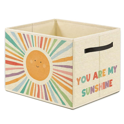 OTOUO Boho Sunshine Nursery Storage Bin, Foldable Polyester Organizer for Toys Clothes Books