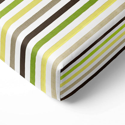 Bacati Mod Dots/Stripes Green/Choco Stripes Crib Sheet