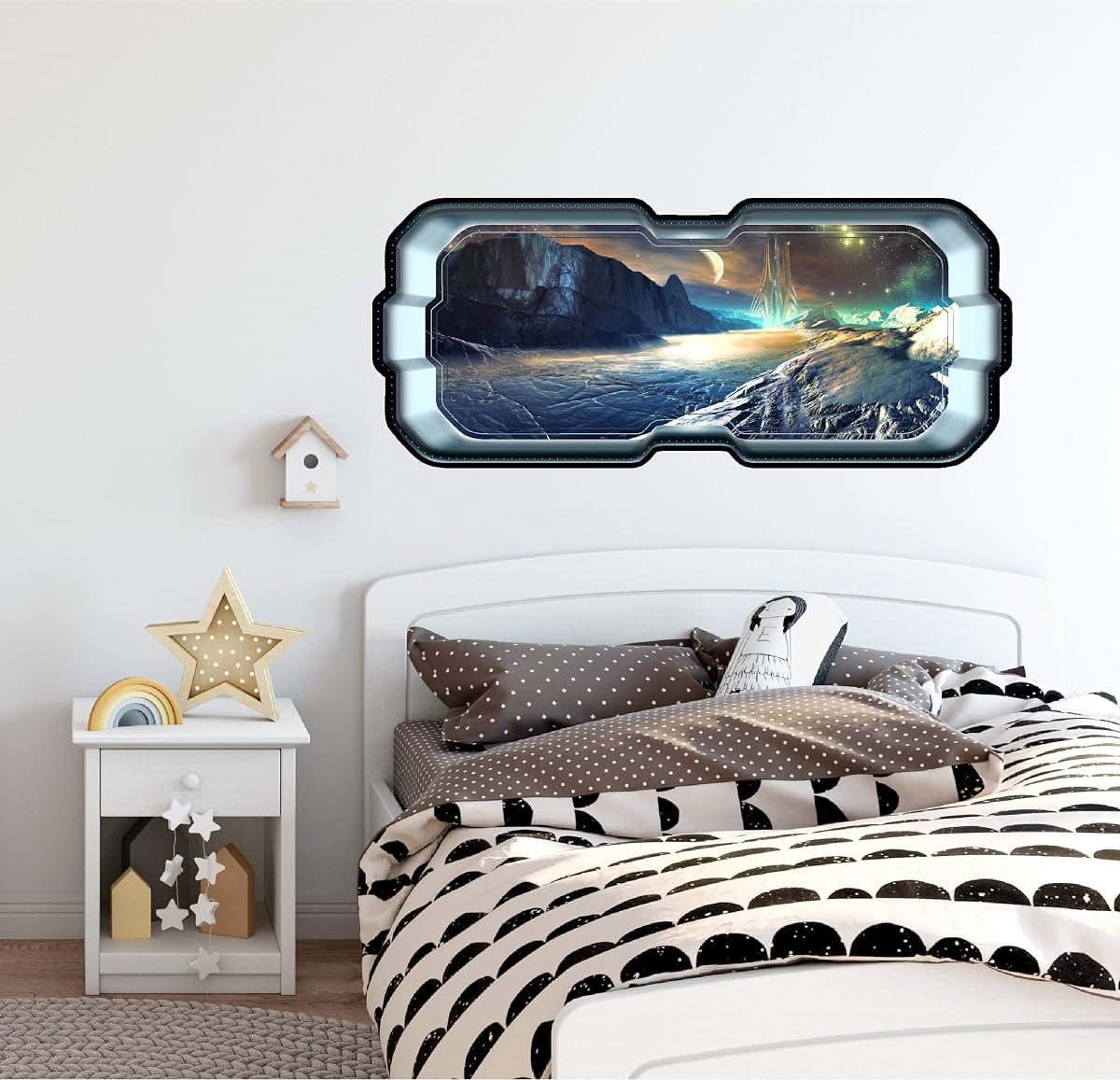Stickit Graphix SpaceScape Alien Lunar Outpost Wall Decal 3D Window Porthole