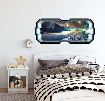 Stickit Graphix SpaceScape Alien Lunar Outpost Wall Decal 3D Window Porthole