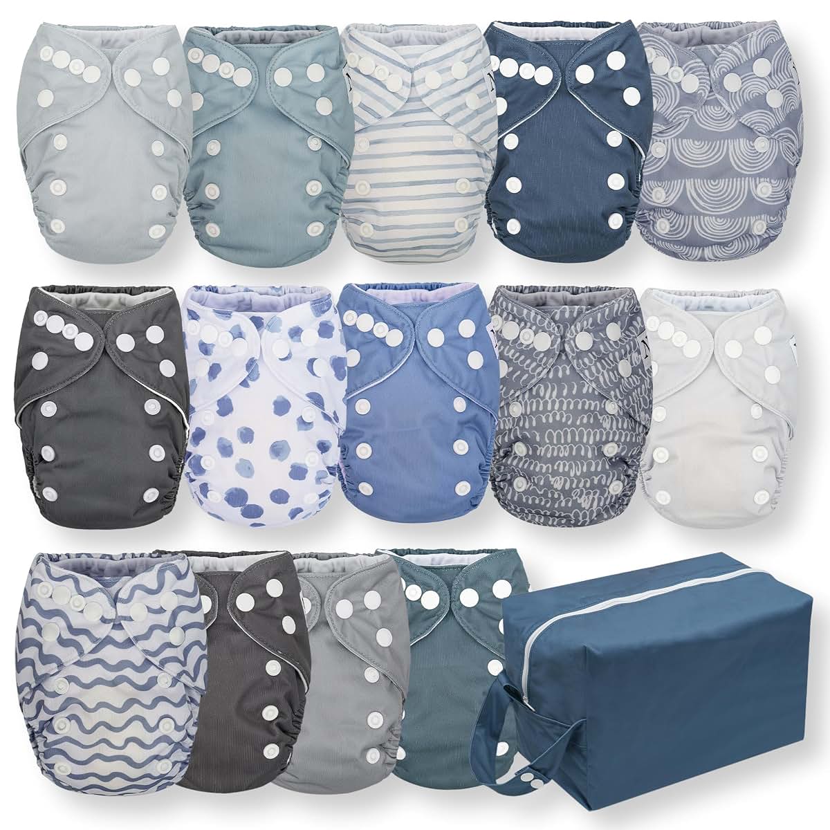 Nora's Nursery Newborn All in One Cloth Diapers | 14 Pack