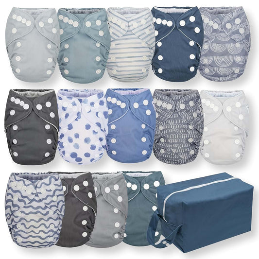 Nora's Nursery Newborn All in One Cloth Diapers | 14 Pack
