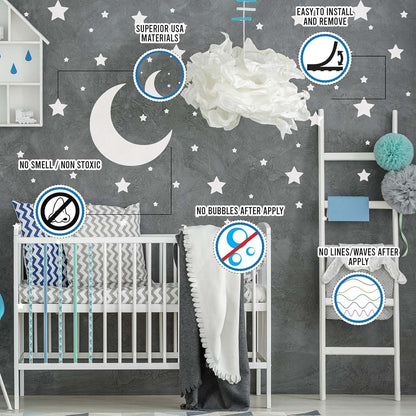 White Stars Stickers Space Themed Wall Decals 220 Pack by BabyOneStop