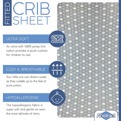 Bassinet Sheets for Baby/Infant Deep Fitted Soft Jersey Knit by Abstract 16" x 32" (Honeycomb Grey) (photo 2)