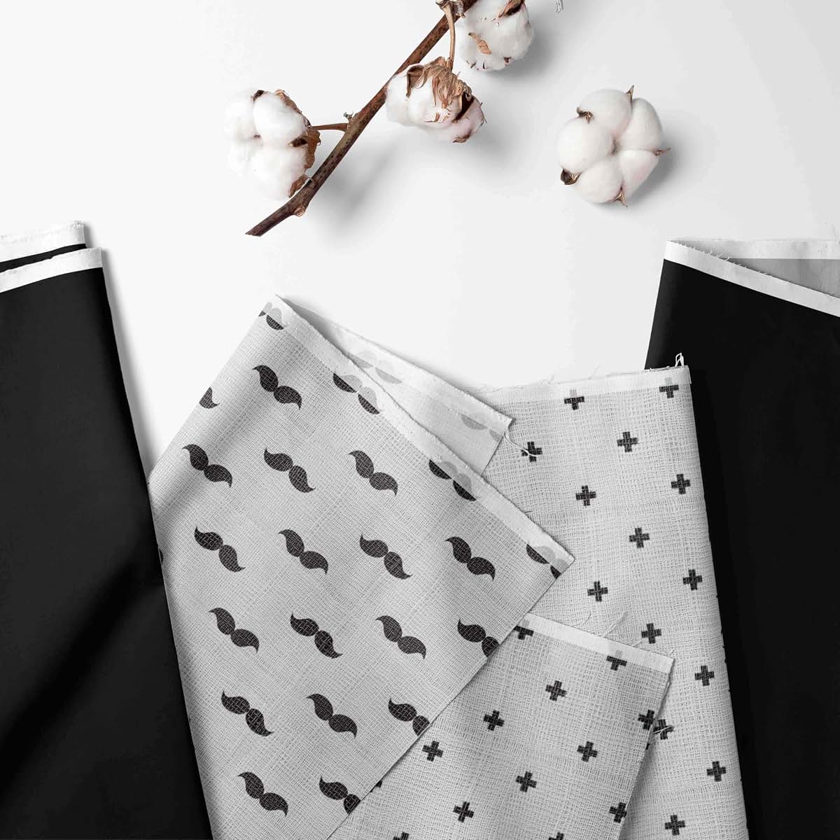Bacati Love Muslin 3pc Crib Set with 4 Muslin Layers Lux Dream Blanket (Mustache/Plus/Cross, Black) (photo 2)