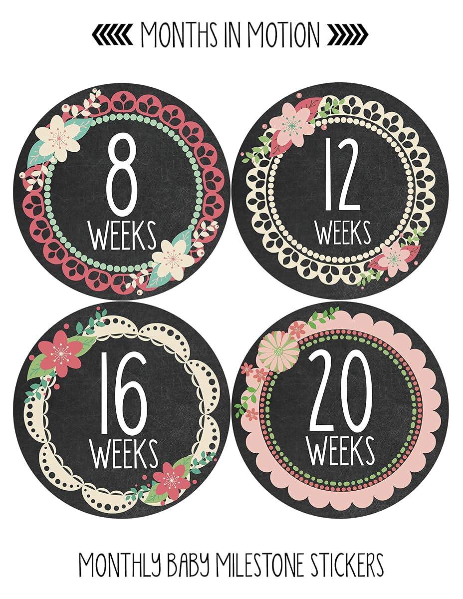 Months In Motion Weekly Pregnancy Belly Growth Stickers - 12 Piece Set (photo 2)
