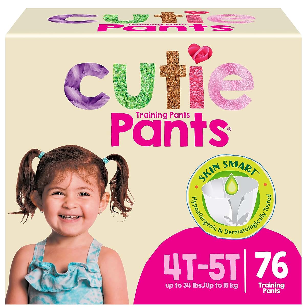 Cuties Toddler Training Pants for Girls, Size 4T-5T, 76 Count