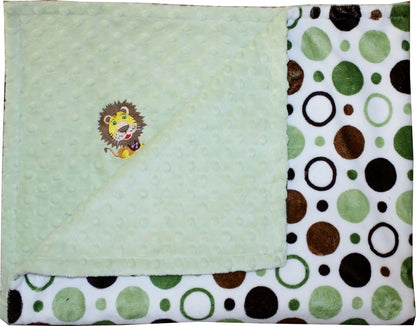 Lil' Cub Hub Minky Blanket, Green Brown Circles Print/Sage Dot