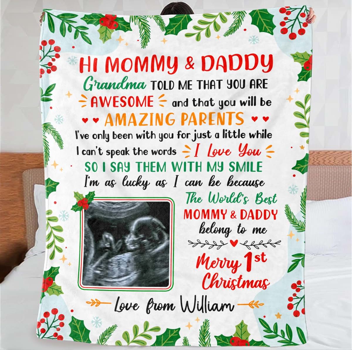 46Custom Personalized Blanket for Mommy Daddy from Baby Bump Grandma New Parents Gifts Grandma Told Me That You are