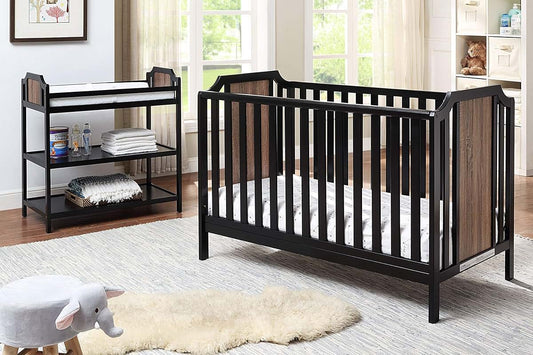 Suite Bebe Brees 3 in 1 Convertible Island Crib in Black & Vintage Walnut