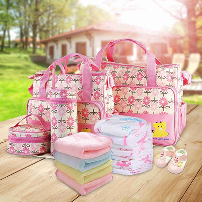 KOCASO 5PCS Baby Diaper Bag Set w/Changing Pad – Large Water-Resistant Nappy Bag with Insulated Pockets (photo 3)