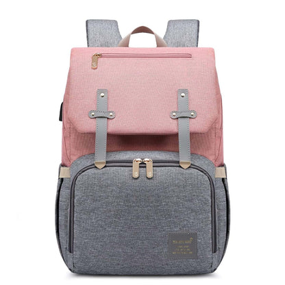 Machine Bird Baby Diaper Bag Backpack, Pink And Grey