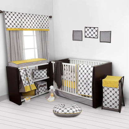 Bacati - Dots/pin Stripes Grey/yellow Hamper (photo 2)