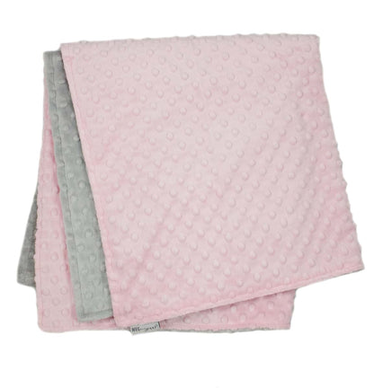 MEG ORIGINAL Pink & Gray Baby Girl Blanket, Made of Heavenly Soft Minky Dot Material